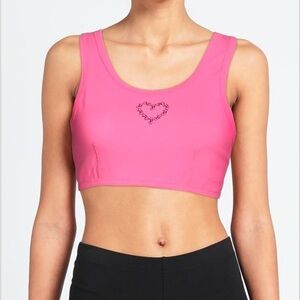 NWT GANNI Pink Heart Crop Top